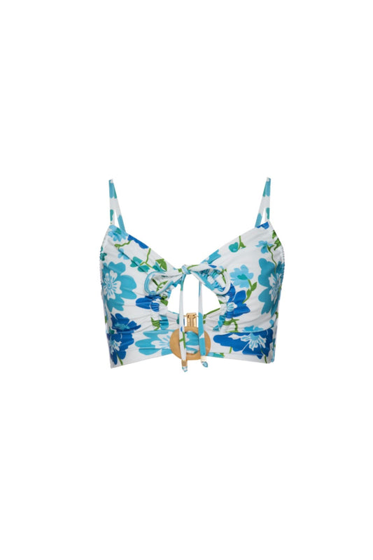 TOP BIQUÍNI FIVELA RETRÔ FLOWER OFF WHITE