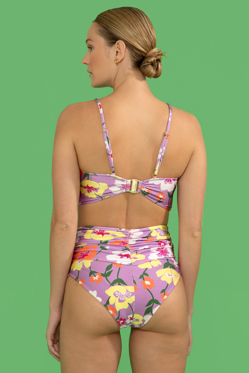 TOP BIQUÍNI FIVELA RETRÔ FLOWER LILAS