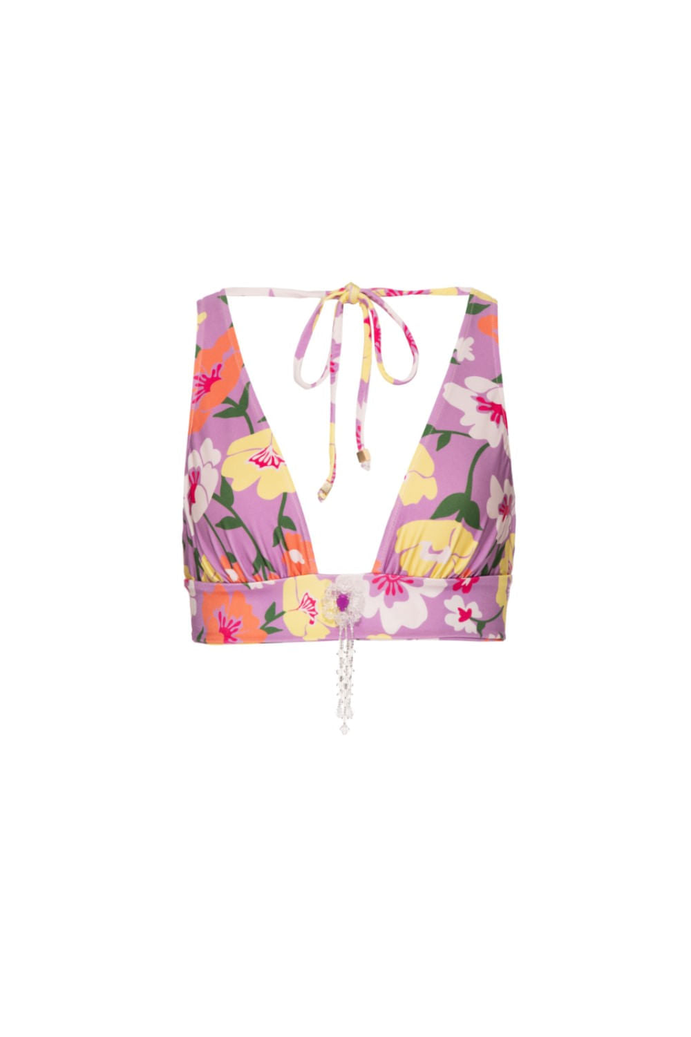 TOP BIQUÍNI BORDADO RETRÔ FLOWER LILAS