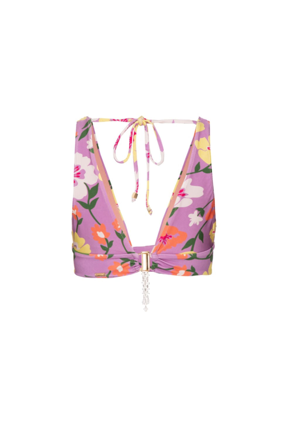 TOP BIQUÍNI BORDADO RETRÔ FLOWER LILAS