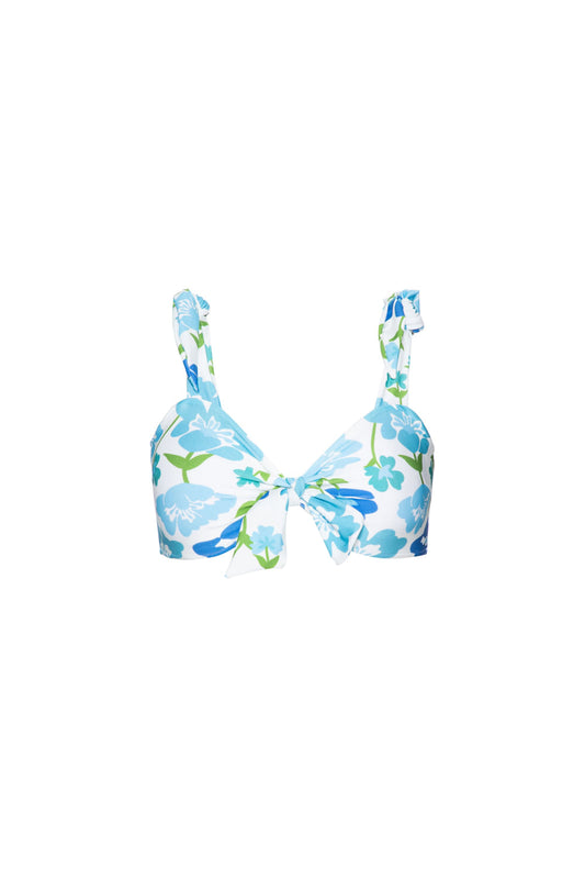 TOP BIQUÍNI LAÇOS RETRÔ FLOWER OFF WHITE