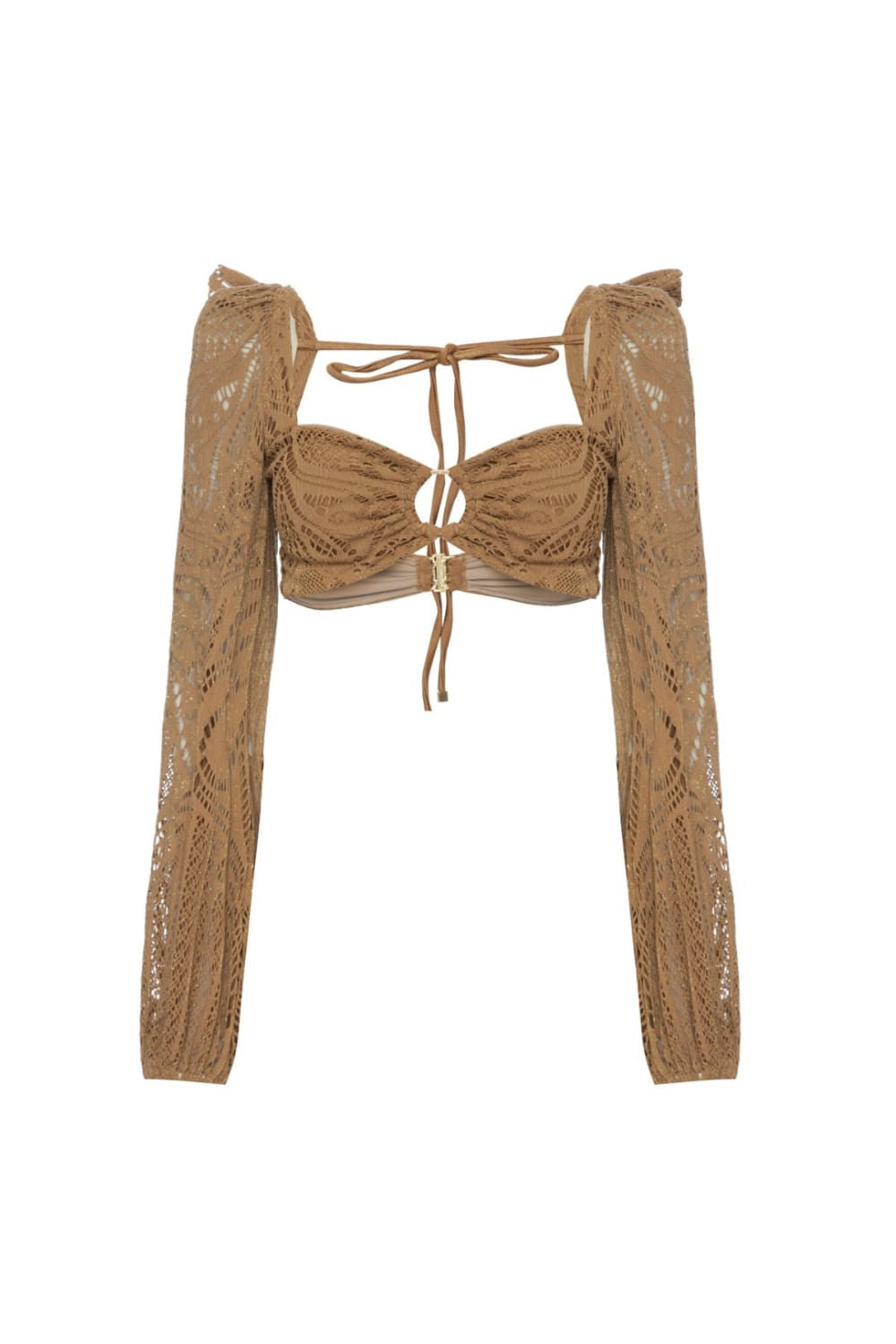 TOP BIQUÍNI MANGAS LYCRA HAZEL BEGE