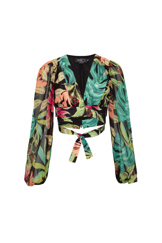 TOP CROPPED TROPICÁLIA PRETO