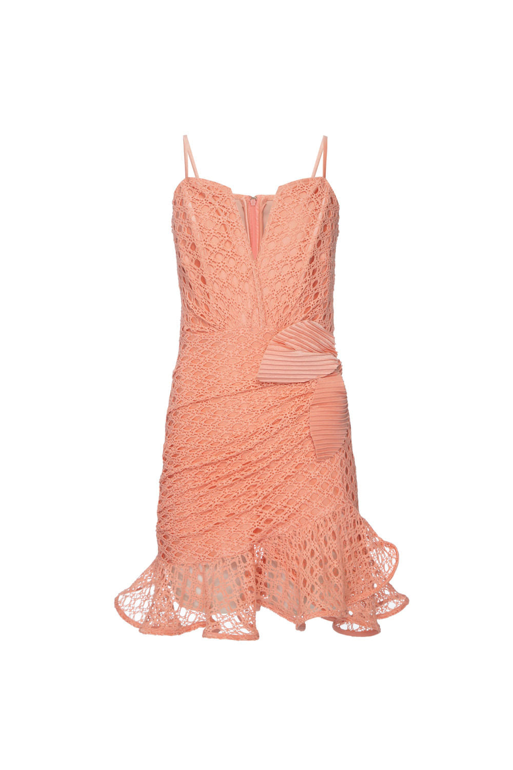 VESTIDO CURTO FOLHAS LYCRA FEMME CORAL