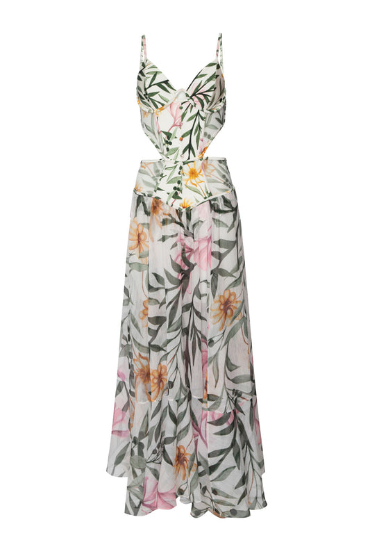 VESTIDO LONGO RECORTES JASMINE OFF WHITE