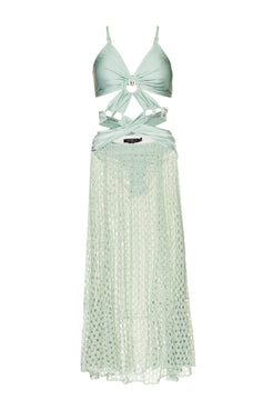 VESTIDO LONGO ARGOLAS LYCRA FEMME VERDE