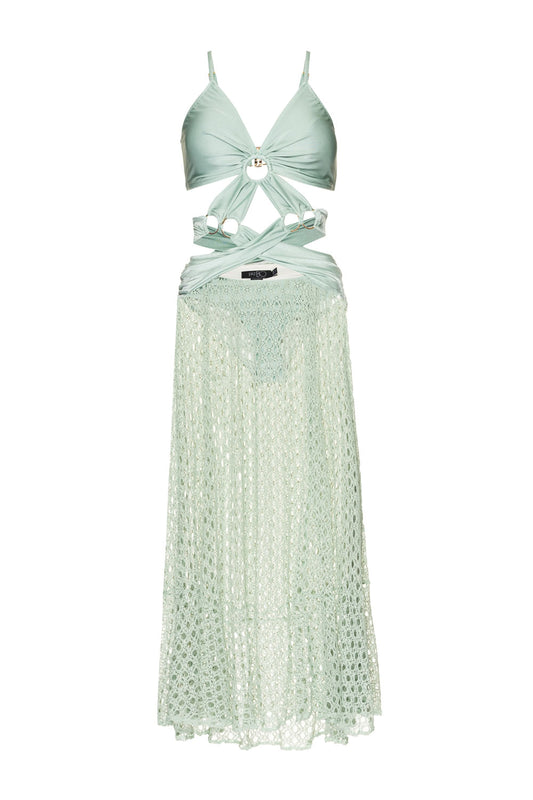 VESTIDO LONGO ARGOLAS LYCRA FEMME VERDE