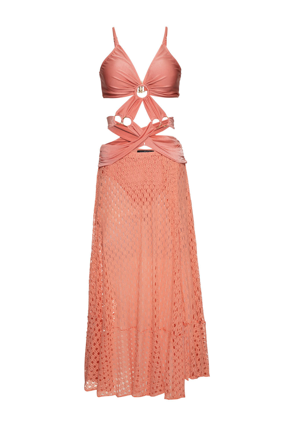 VESTIDO LONGO ARGOLAS LYCRA FEMME CORAL