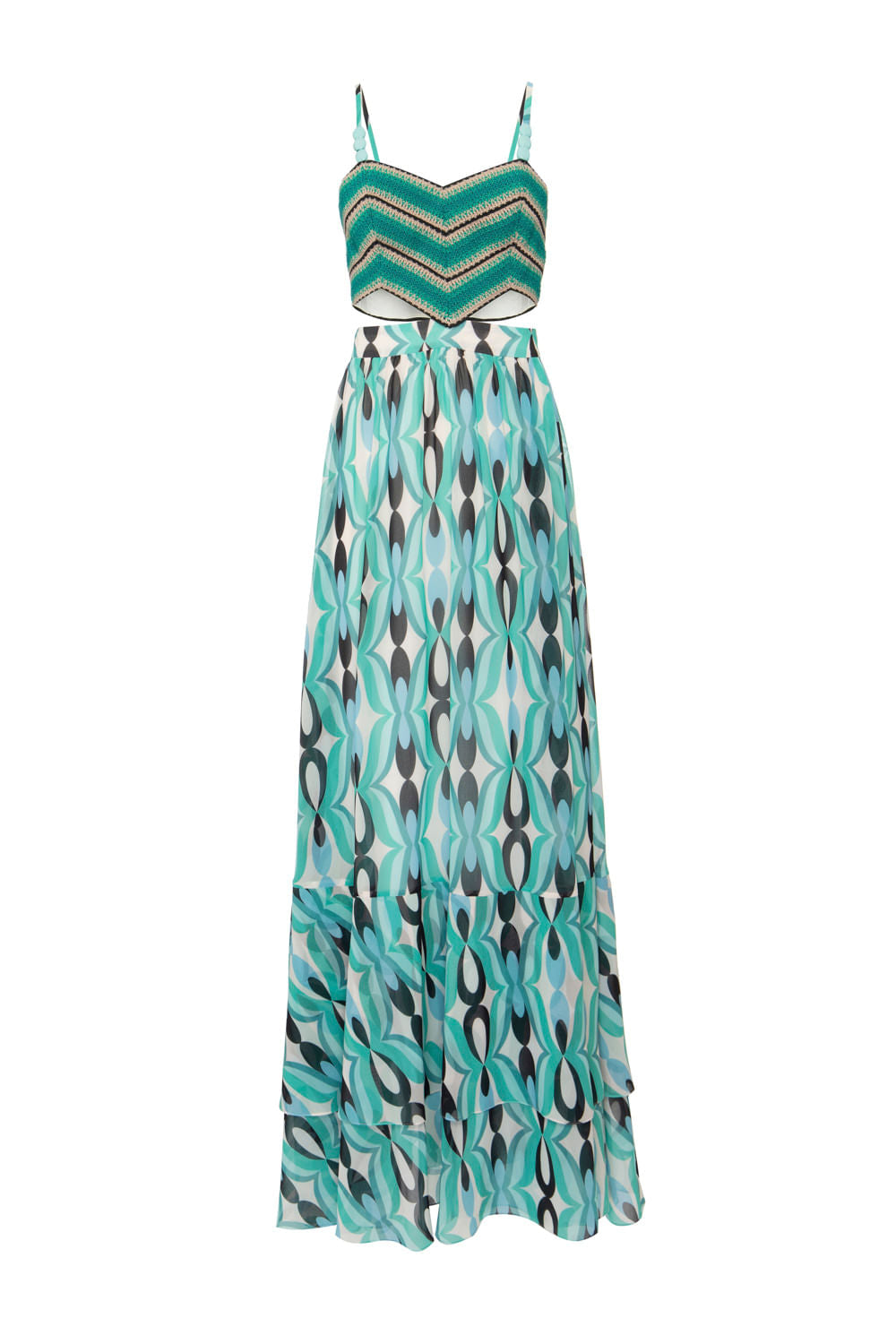 VESTIDO LONGO BUSTO ENTREMEIO TWIST AZUL