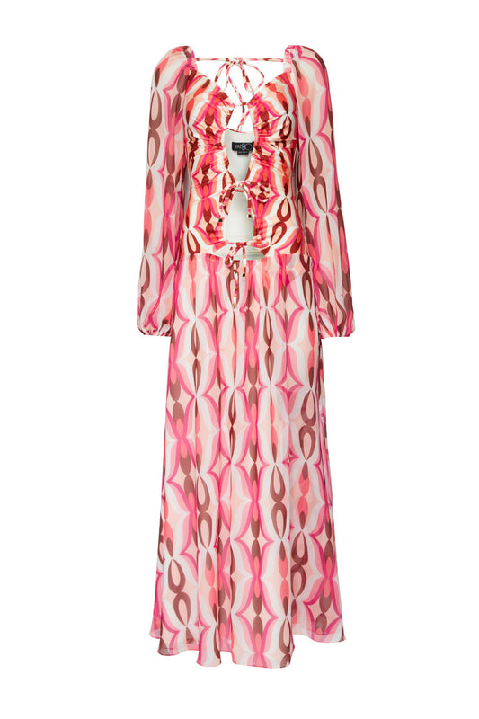 VESTIDO LONGO FRANZIDO TWIST ROSA