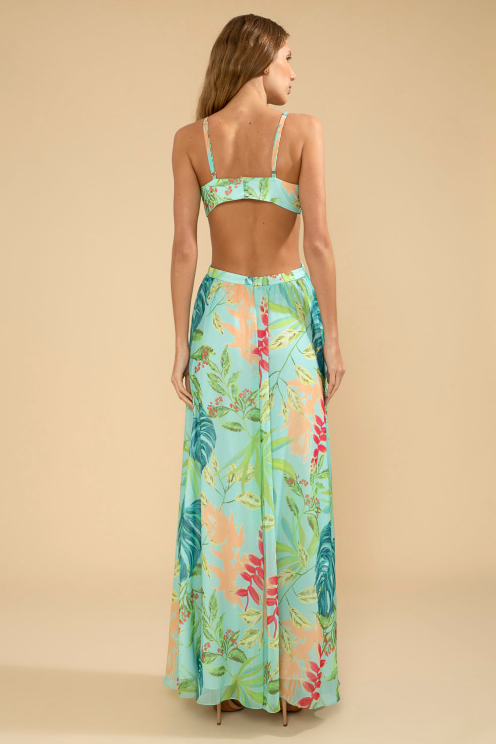 VESTIDO LONGO ARGOLAS TROPICÁLIA VERDE