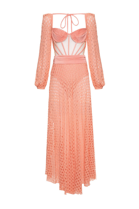 VESTIDO LONGO TIRAS LYCRA FEMME CORAL