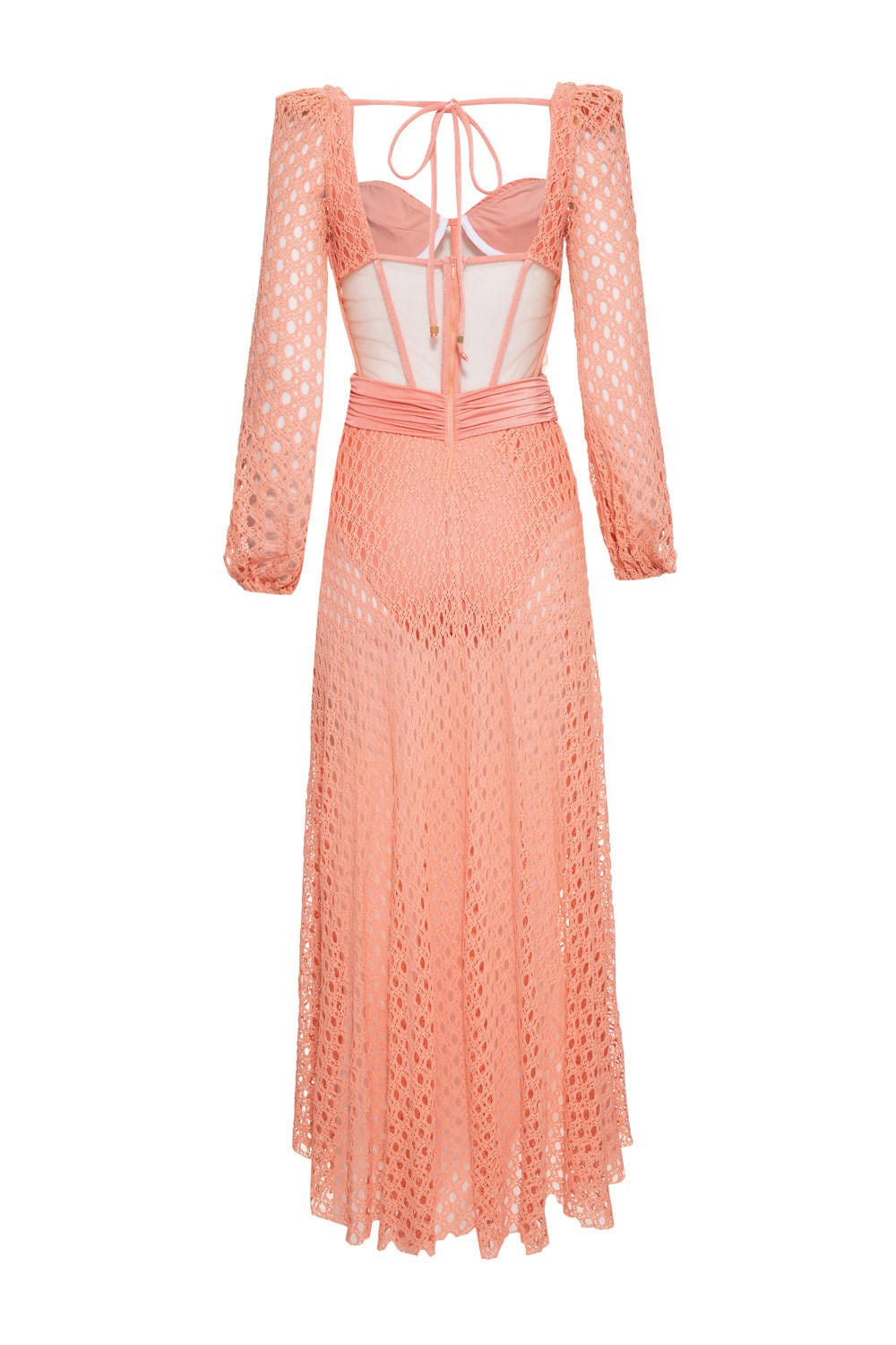 VESTIDO LONGO TIRAS LYCRA FEMME CORAL