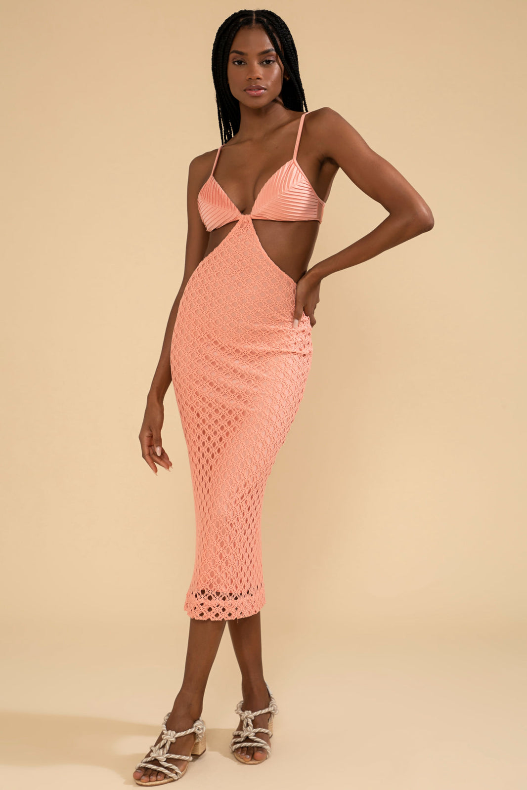 VESTIDO MÍDI LYCRA FEMME CORAL