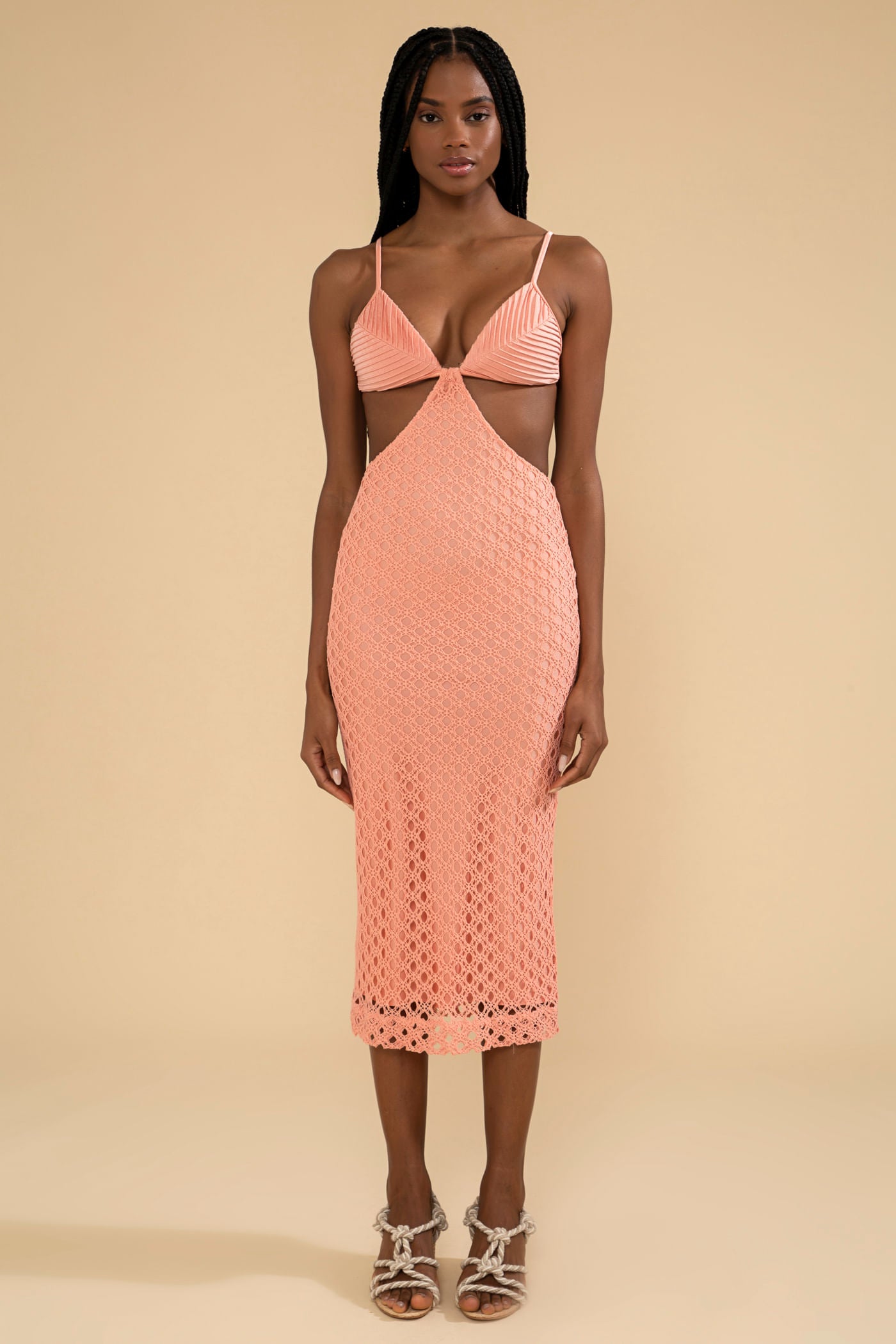 VESTIDO MÍDI LYCRA FEMME CORAL