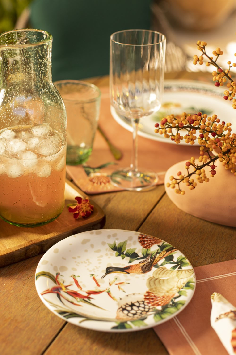 PRATO SOBREMESA COLIBRI MAR TROPICAL UNICA