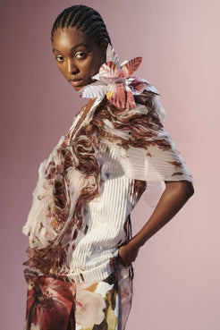 BROCHE FLOR TULE ORIGAMI SILVA OFF WHITE
