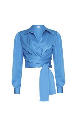 CAMISA TRANSPASSADA CETIM MONALISA CELESTE