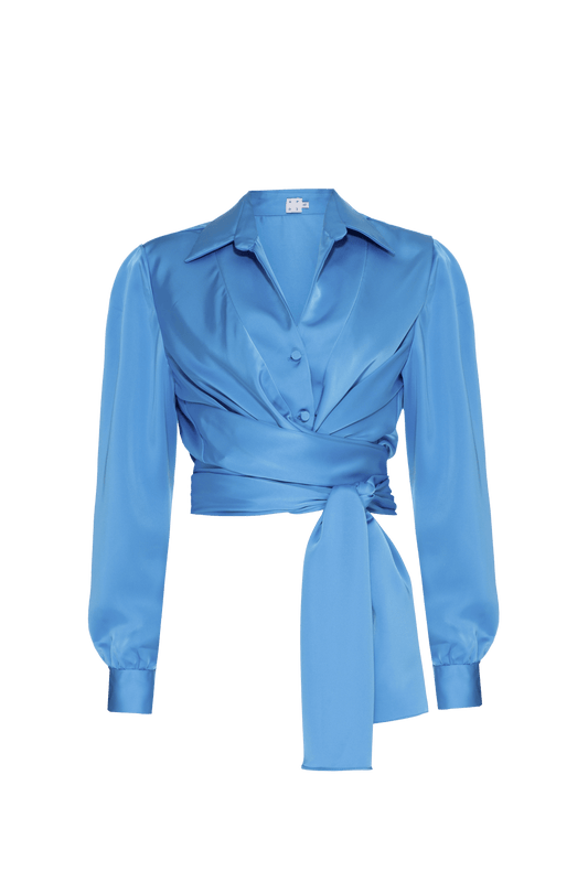 CAMISA TRANSPASSADA CETIM MONALISA CELESTE