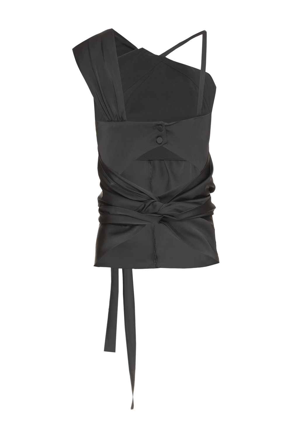 Blusa frente única assimétrica cetim monalisa preto