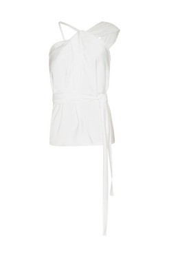 Blusa frente única assimétrica cetim monalisa off white