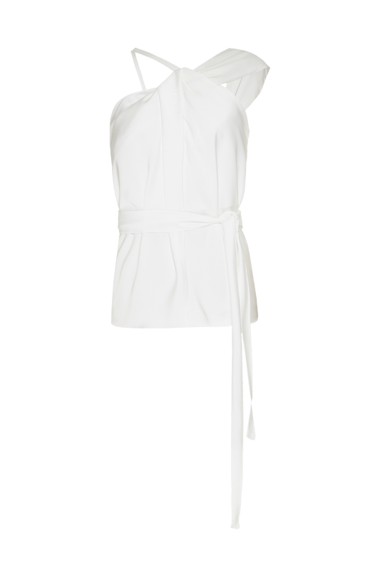 Blusa frente única assimétrica cetim monalisa off white
