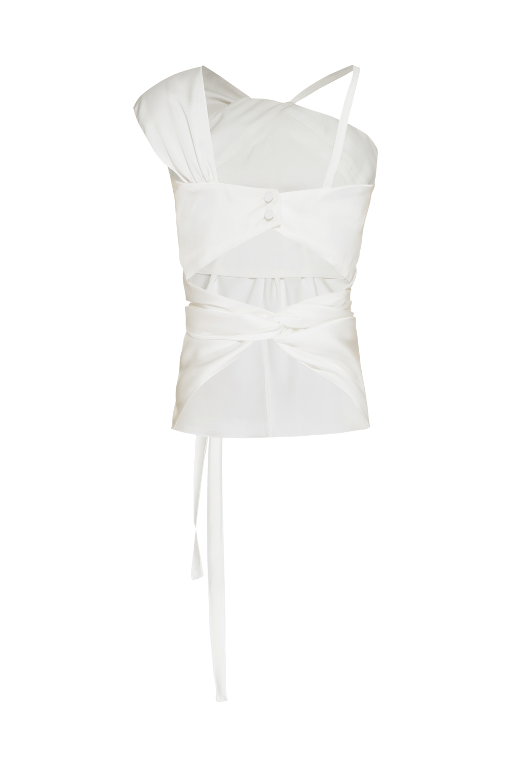 Blusa frente única assimétrica cetim monalisa off white