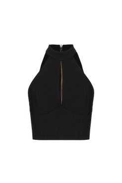 TOP CROPPED FRENTE ÚNICA LOYAL CREPE PRETO