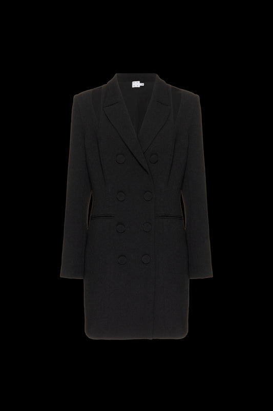 VESTIDO CURTO BLAZER TRANSPASSADO LOYAL CREPE PRETO