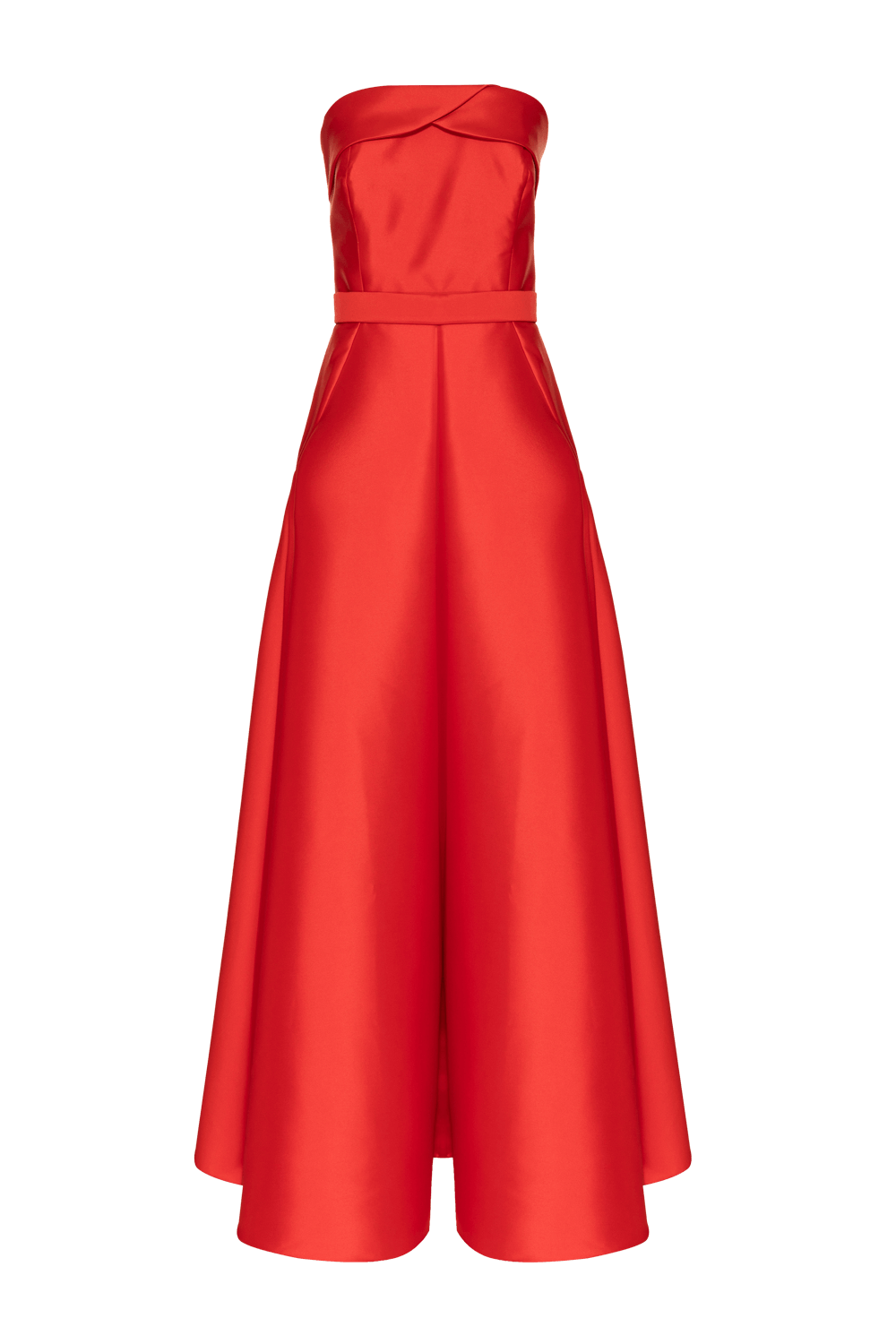 VESTIDO LONGO PREGAS ÉTOILE MIKADO VERMELHO