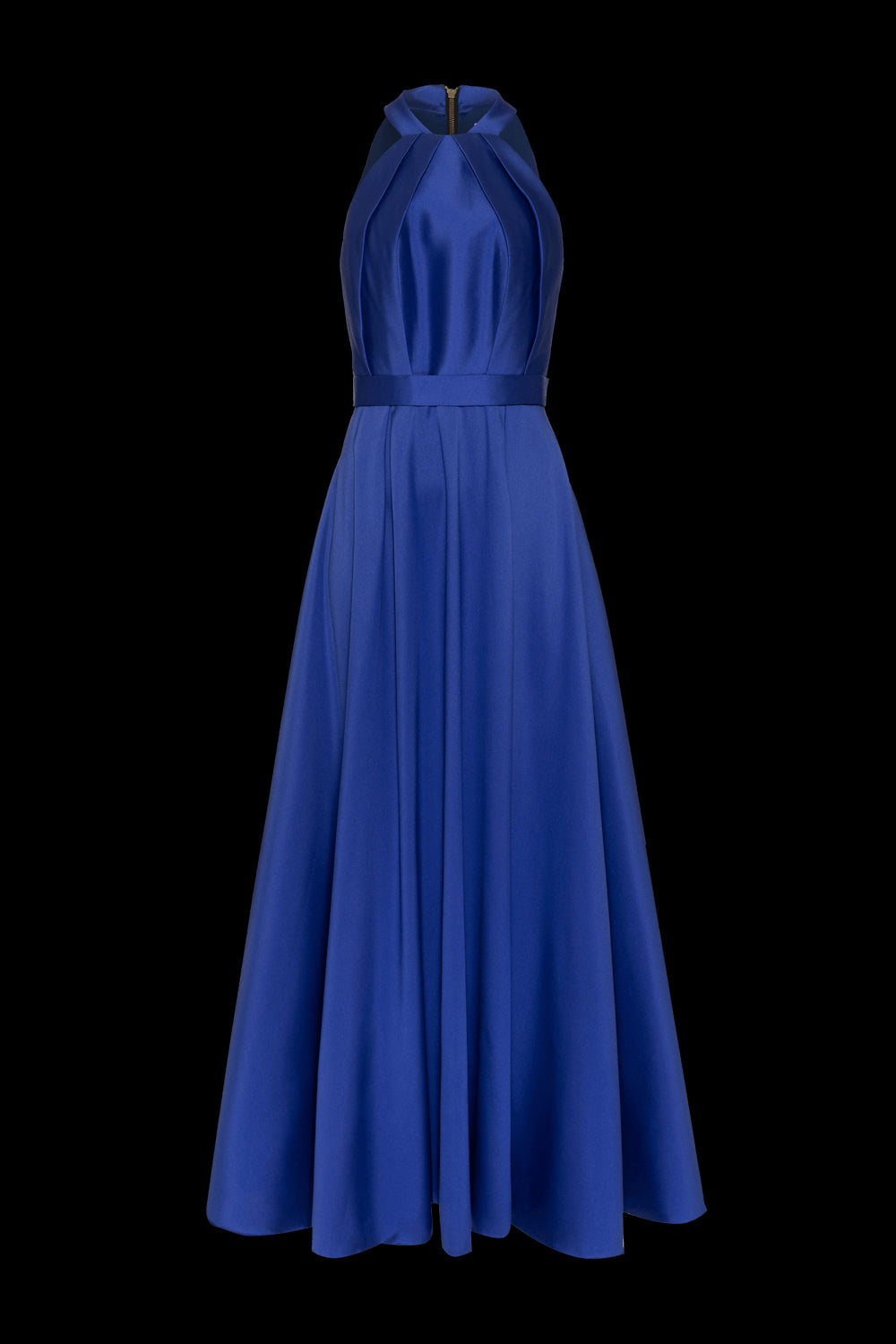 VESTIDO LONGO FRENTE ÚNICA PREGAS ÉTOILE MIKADO AZUL