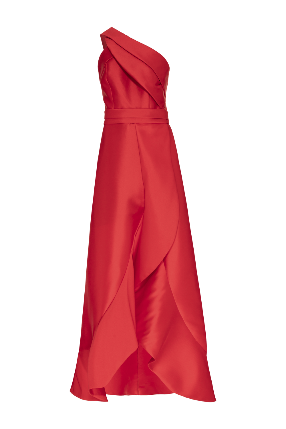 VESTIDO LONGO FRENTE ÚNICA PREGAS ÉTOILE MIKADO VERMELHO