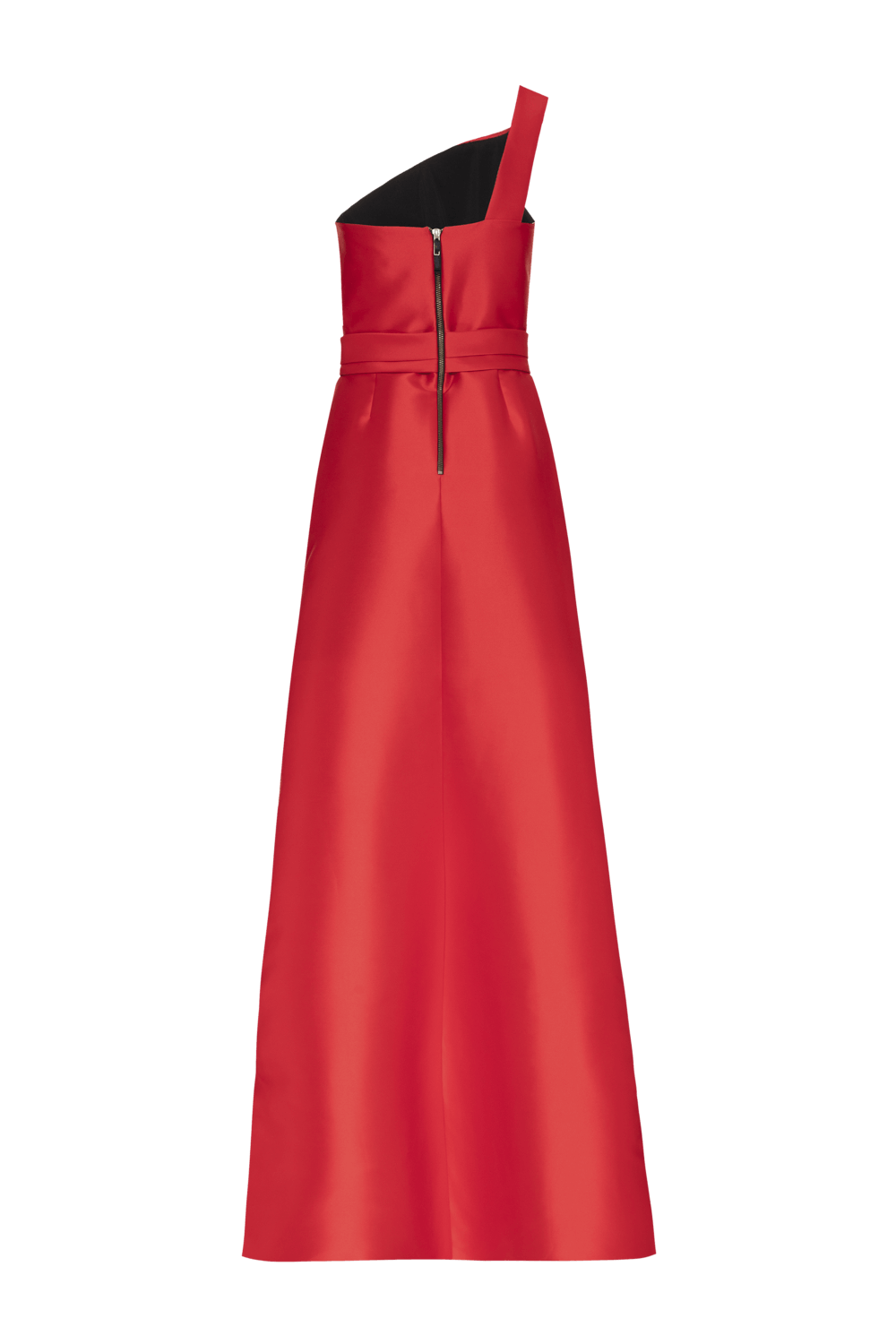 VESTIDO LONGO FRENTE ÚNICA PREGAS ÉTOILE MIKADO VERMELHO