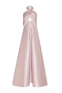 VESTIDO LONGO FRENTE ÚNICA ÉTOILE MIKADO ROSE