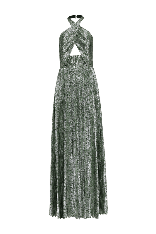 VESTIDO LONGO FRENTE ÚNICA TULE ZOE VERDE