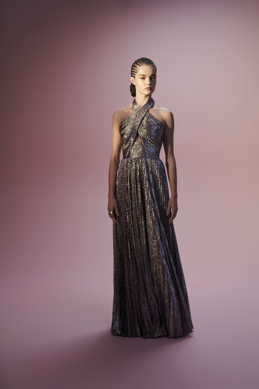 VESTIDO LONGO FRENTE ÚNICA TULE ZOE UVA