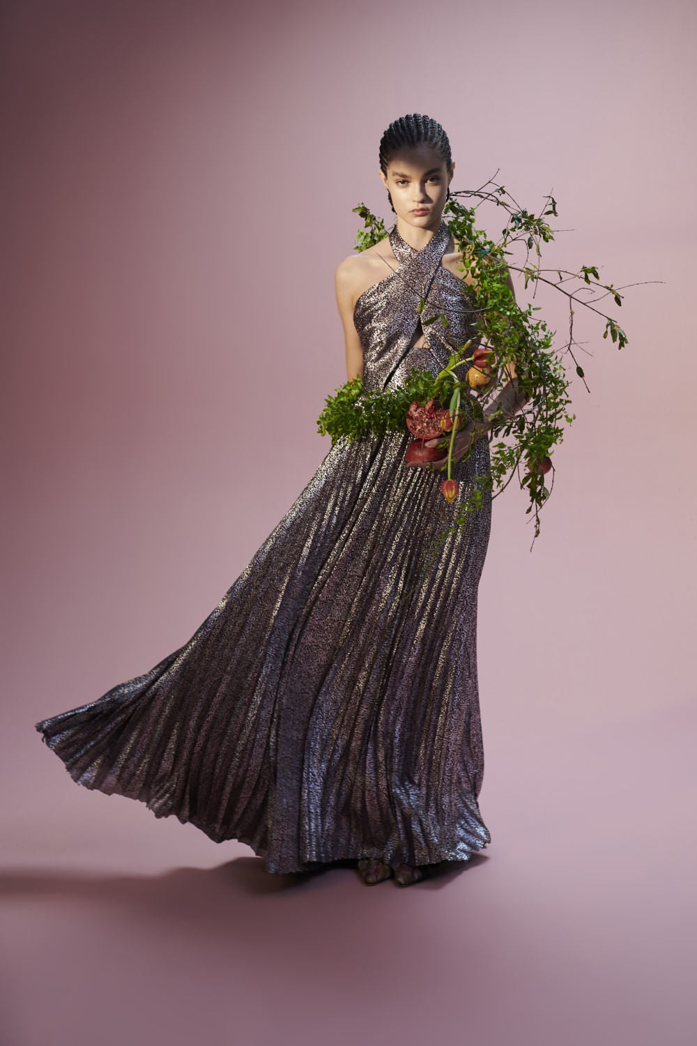 VESTIDO LONGO FRENTE ÚNICA TULE ZOE UVA