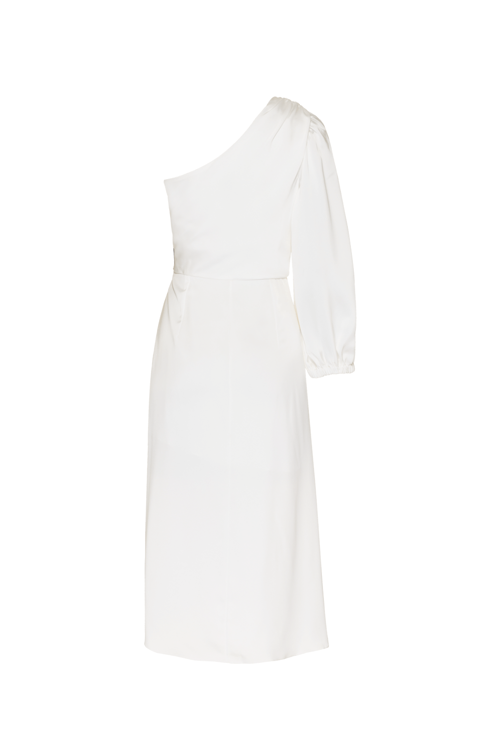 VESTIDO MÍDI MANGA ÚNICA CETIM MONALISA OFF WHITE