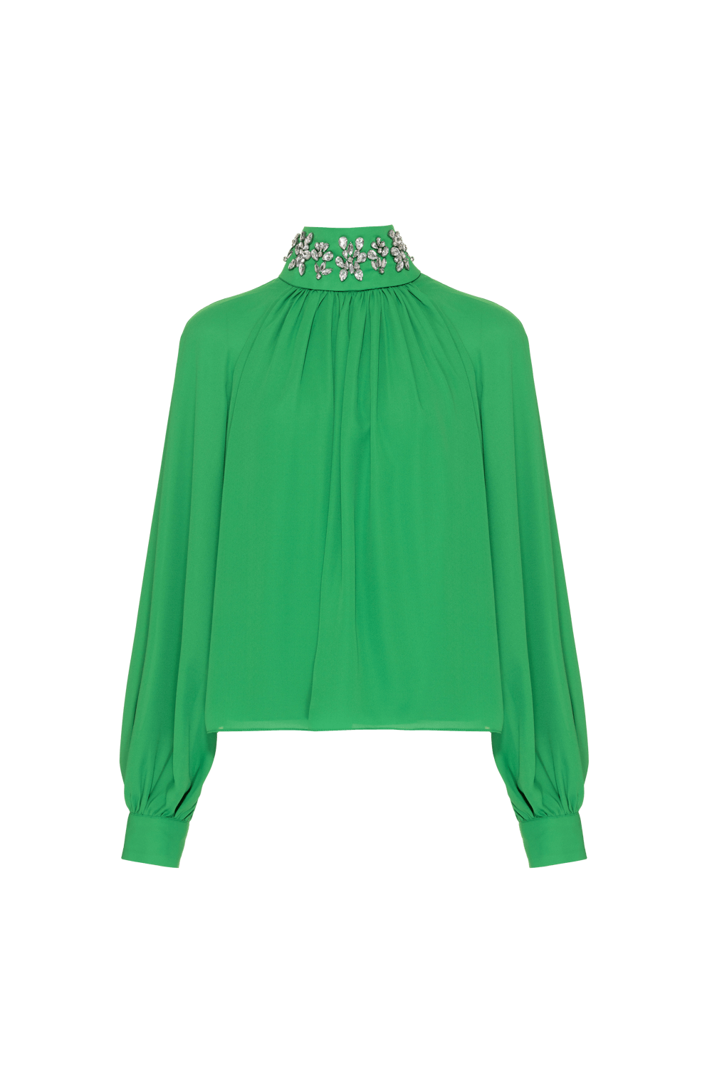 BLUSA GOLA REMOVÍVEL FRANZIDOS CREPE GRACE VERDE