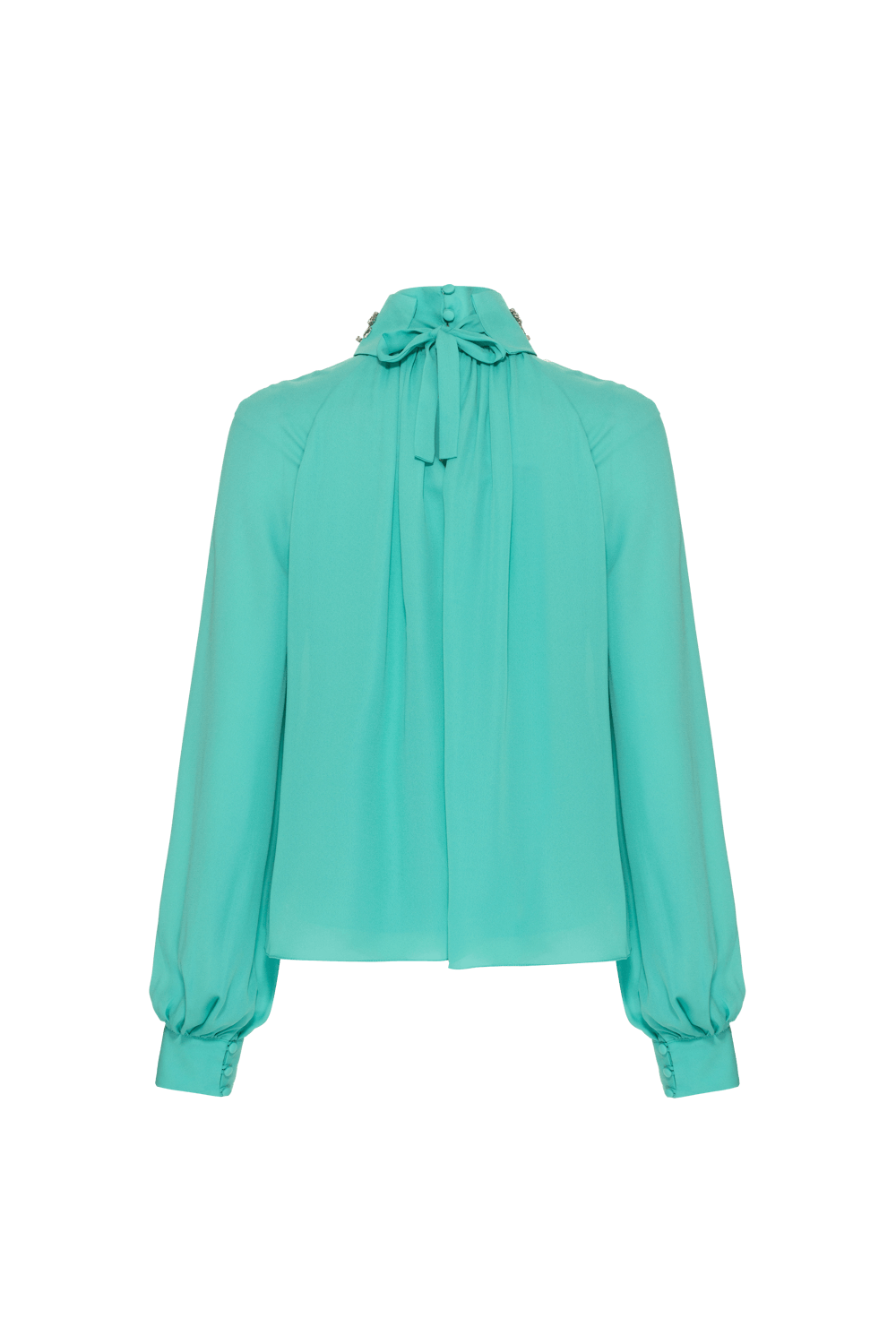 BLUSA GOLA REMOVÍVEL FRANZIDOS CREPE GRACE AZUL