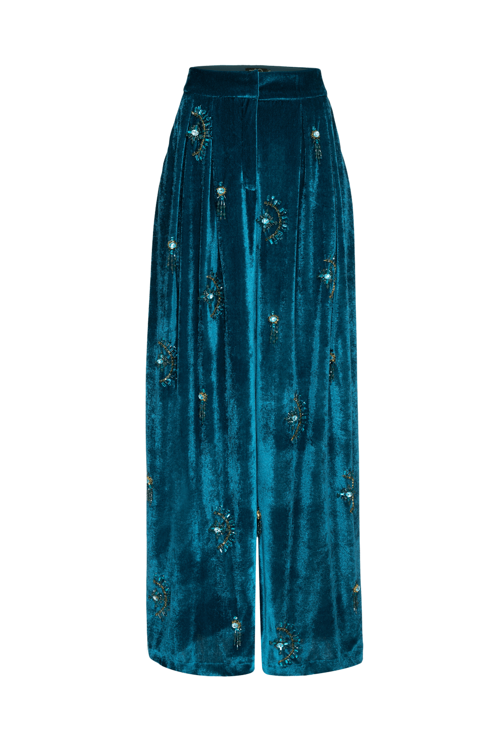 CALÇA BORDADO NEW RADIANT VELVET AZUL PETRÓLEO