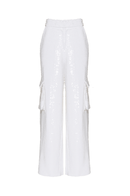 CALÇA BOLSOS PAETÊ VIBRANT OFF WHITE