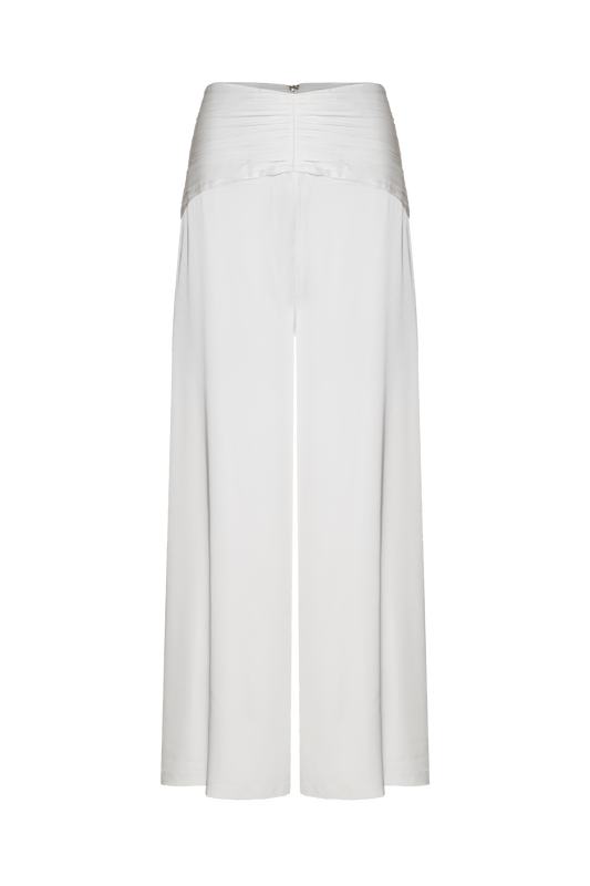 CALÇA DRAPEADA CETIM SERENITY OFF WHITE