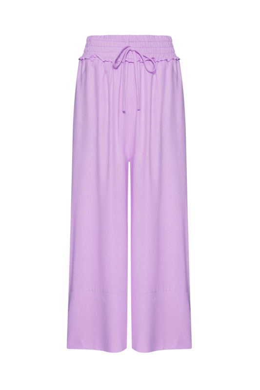 CALÇA AMPLA ELÁSTICOS LINHO LIGHT CHARM LILAS