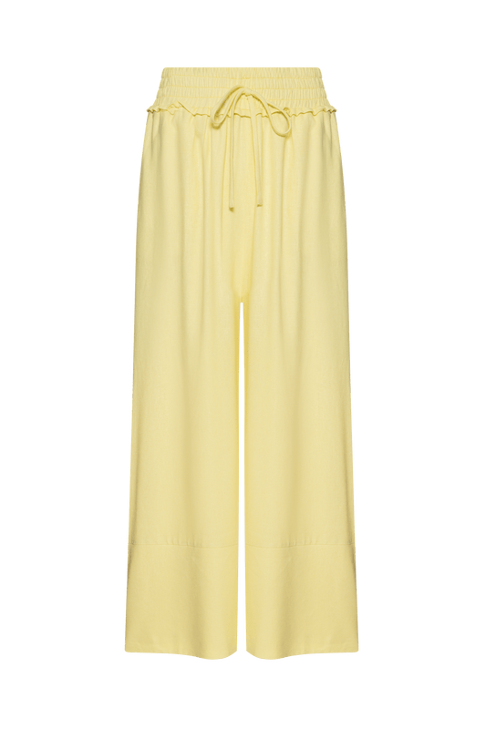 CALÇA AMPLA ELÁSTICOS LINHO LIGHT CHARM AMARELO