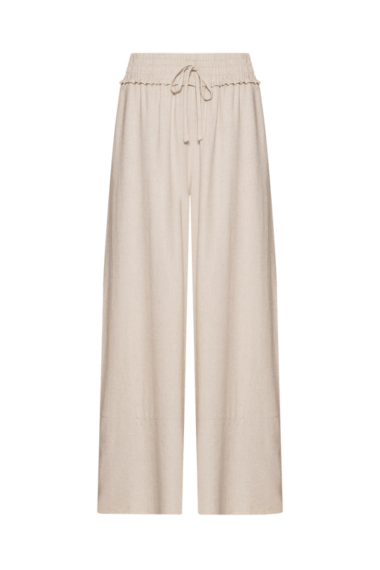 CALÇA AMPLA ELÁSTICOS LINHO LIGHT CHARM NATURAL
