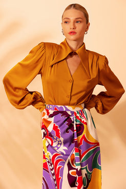 CAMISA RECORTE CETIM MIRACLE MOOD AMARELO