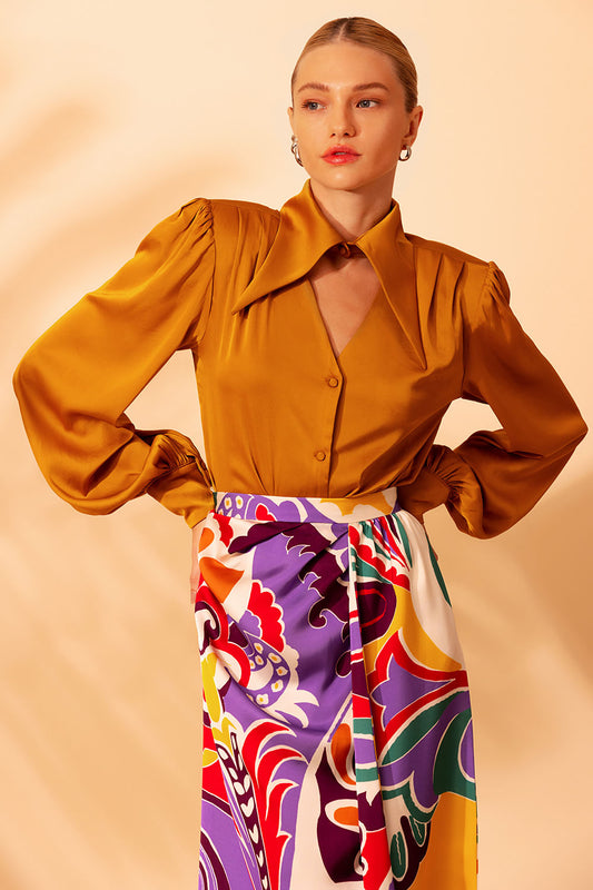 CAMISA RECORTE CETIM MIRACLE MOOD AMARELO