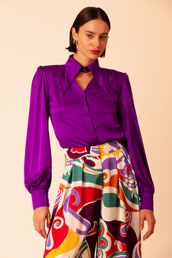 CAMISA RECORTE CETIM MIRACLE MOOD ROXO