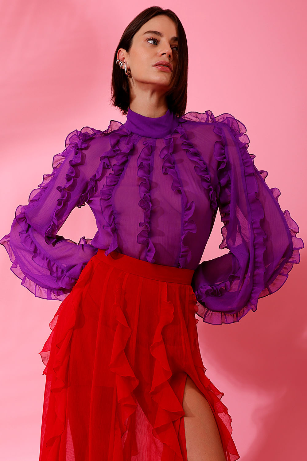 CAMISA BABADOS SILKY MODERN LIGHT ROXO